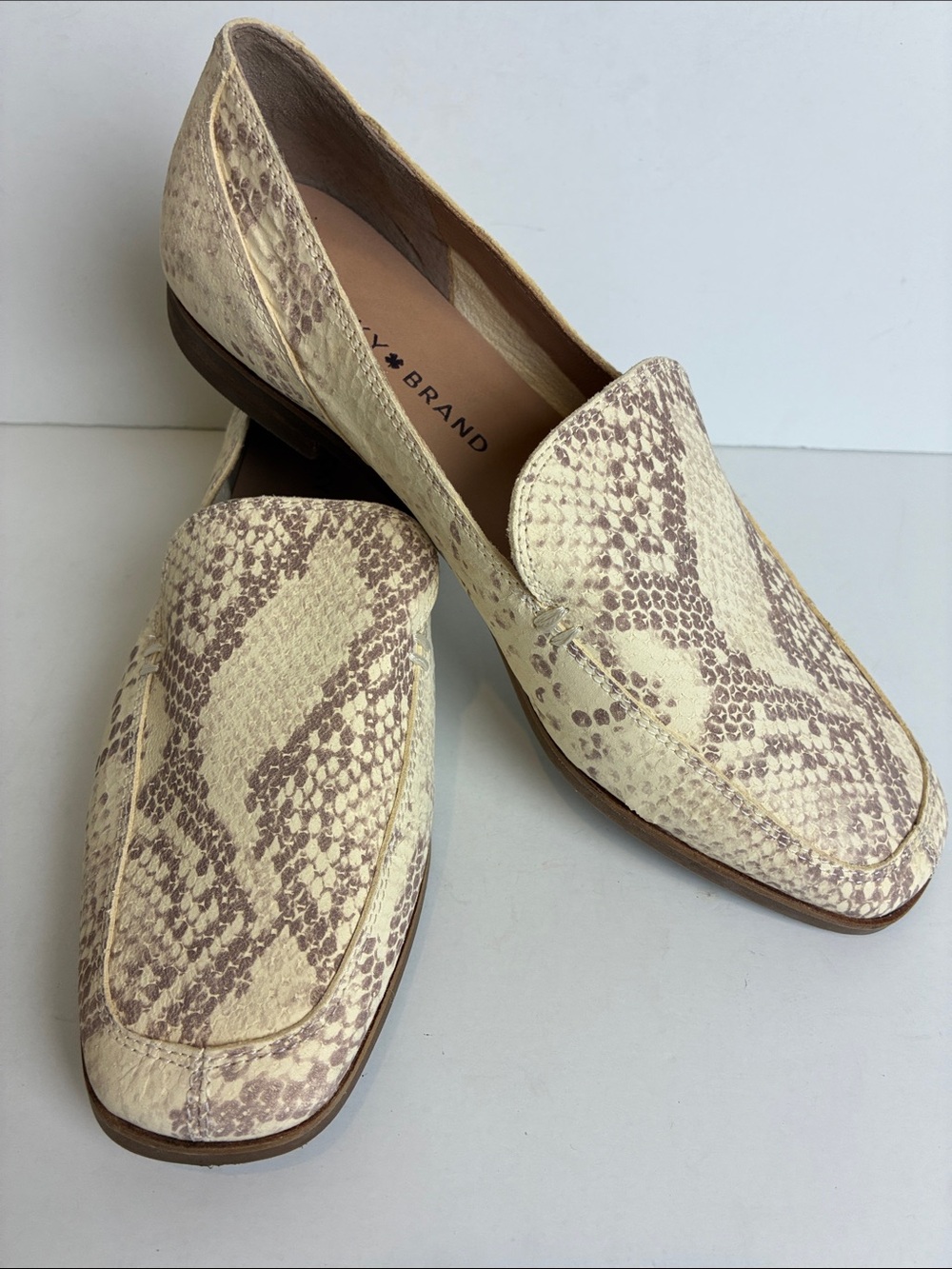 Lucky Brand Women's Canyen Snake Print Leather Slip-On Loafers Sz 6.5 Preppy
